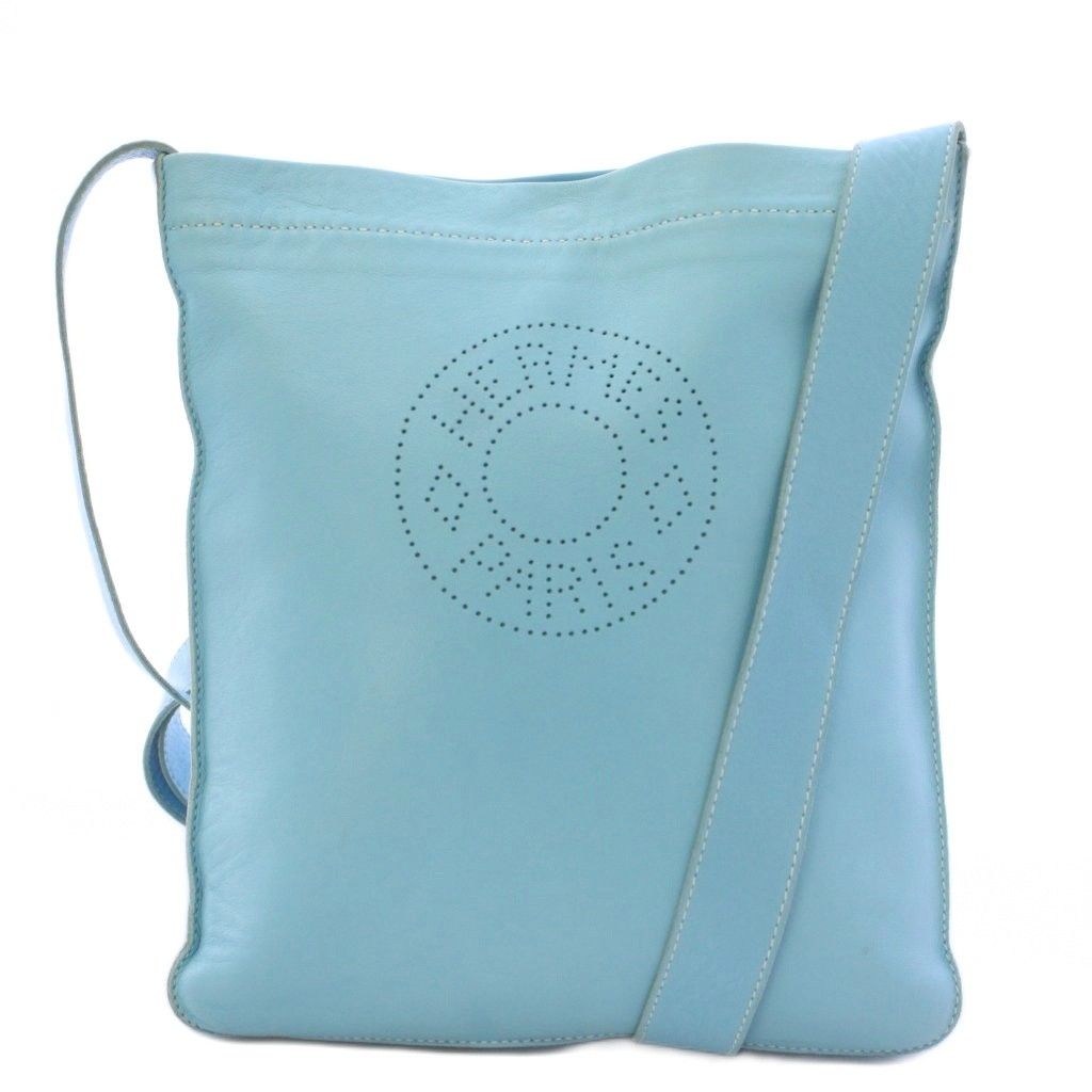 Hermes Clou de Selle Shoulder Bag Light Blue KH