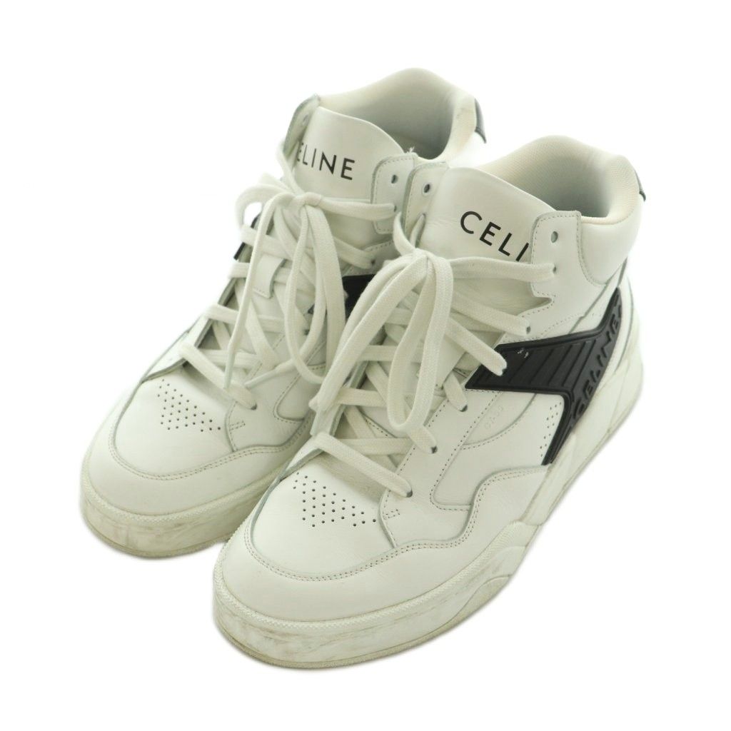 Celine High Top Sneakers Shoes 40 White Black AD — view 2