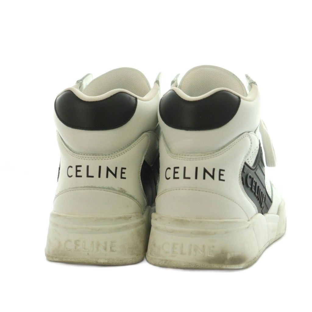 Celine High Top Sneakers Shoes 40 White Black AD — view 5