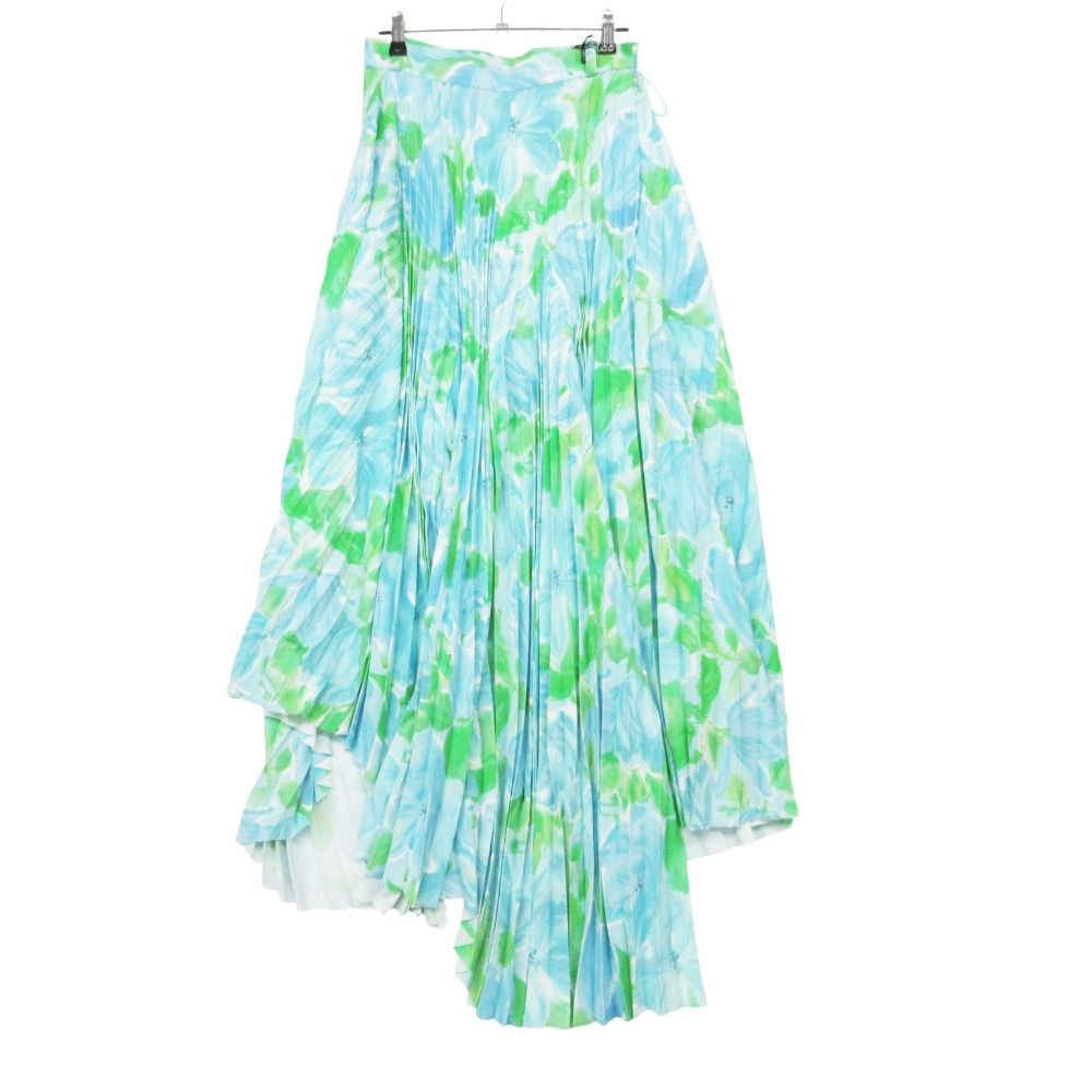 Balenciaga Long Skirt Asymmetric Pleated Light Blue