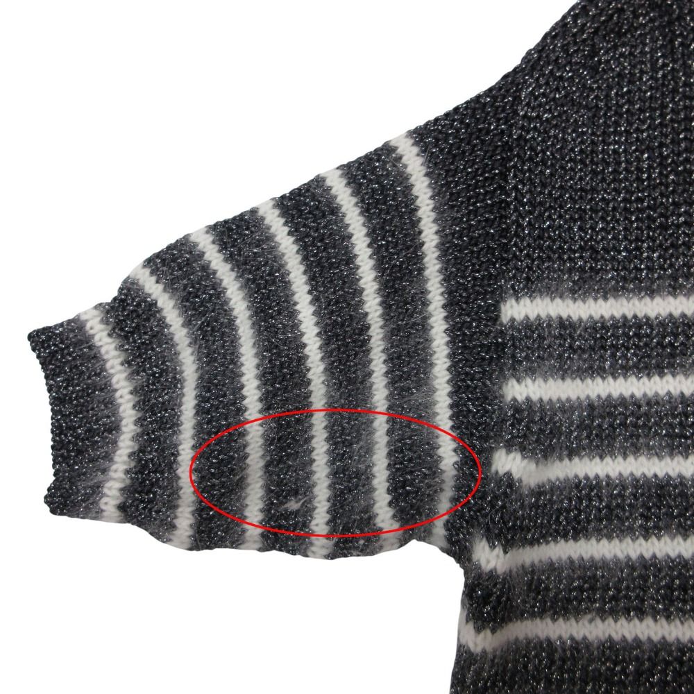 Gucci Knit Angora Silk Shaggy Border Pattern Pullover Top Lame Short Sleeve — view 4