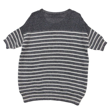 Gucci Knit Angora Silk Shaggy Border Pattern Pullover Top Lame Short Sleeve — view 2