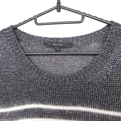 Gucci Knit Angora Silk Shaggy Border Pattern Pullover Top Lame Short Sleeve — view 3