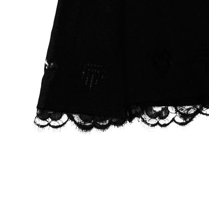 Chanel Cardigan See Through Lace Long Sleeve Top Black — view 5
