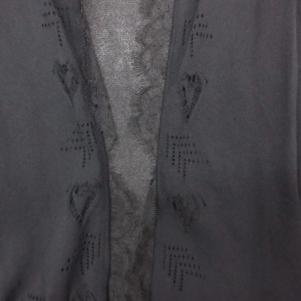 Chanel Cardigan See Through Lace Long Sleeve Top Black — view 4