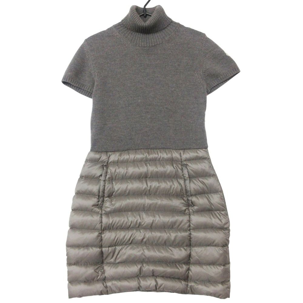 Moncler Dress Abito Knit Down Jacket Docking Turtleneck Short Sleeve Knee