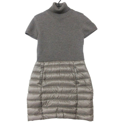 Moncler Dress Abito Knit Down Jacket Docking Turtleneck Short Sleeve Knee