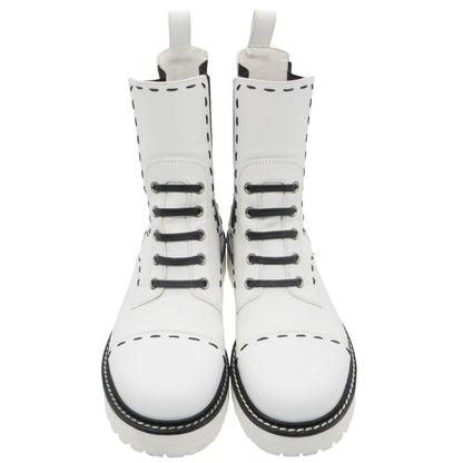 Dolce & Gabbana Boots Stitch Side Gore Lace Up Middle Shoes White — view 4