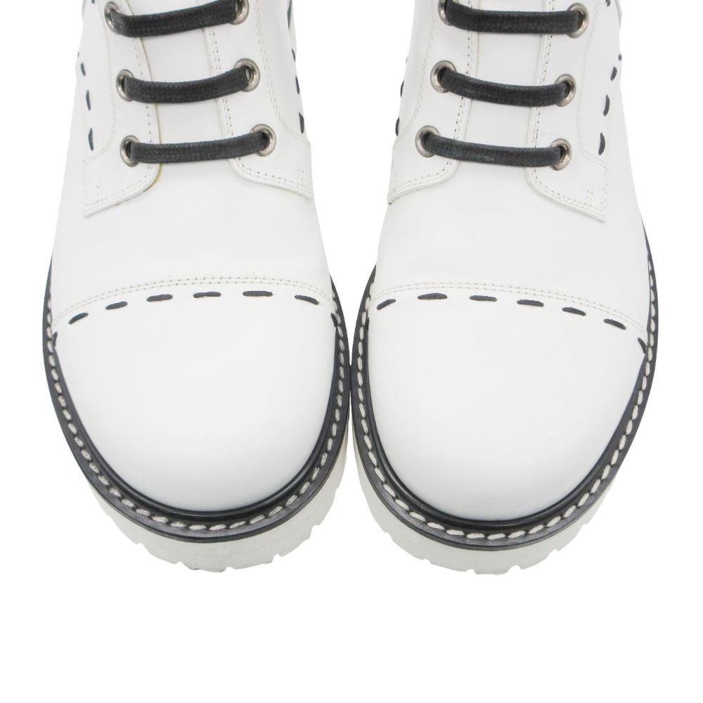 Dolce & Gabbana Boots Stitch Side Gore Lace Up Middle Shoes White — view 8