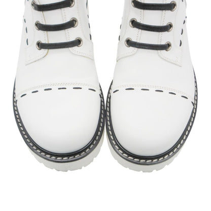 Dolce & Gabbana Boots Stitch Side Gore Lace Up Middle Shoes White — view 8
