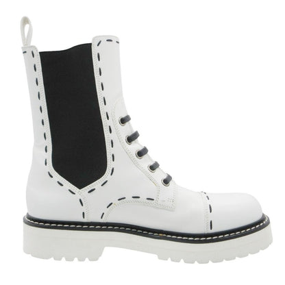 Dolce & Gabbana Boots Stitch Side Gore Lace Up Middle Shoes White — view 2