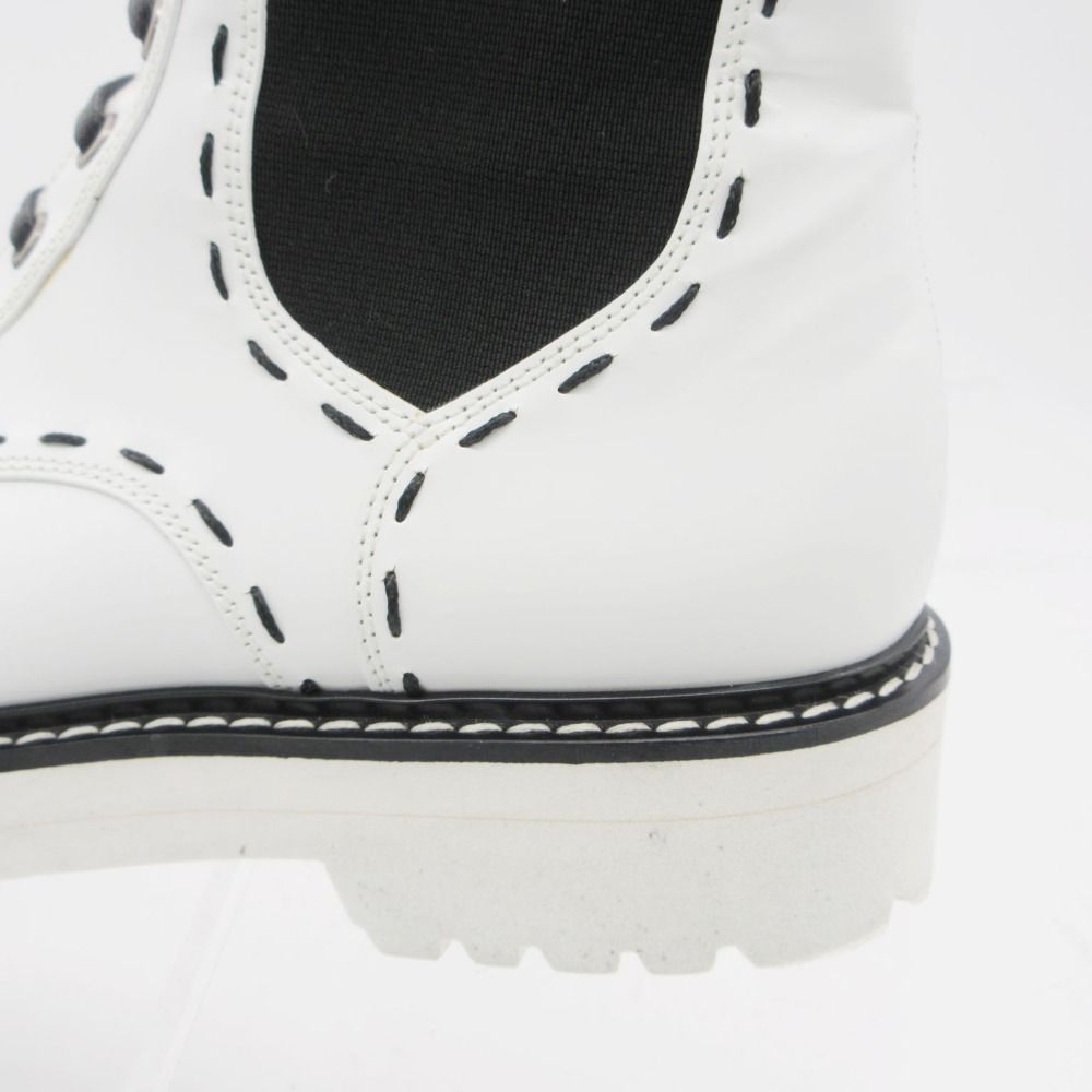 Dolce & Gabbana Boots Stitch Side Gore Lace Up Middle Shoes White — view 7