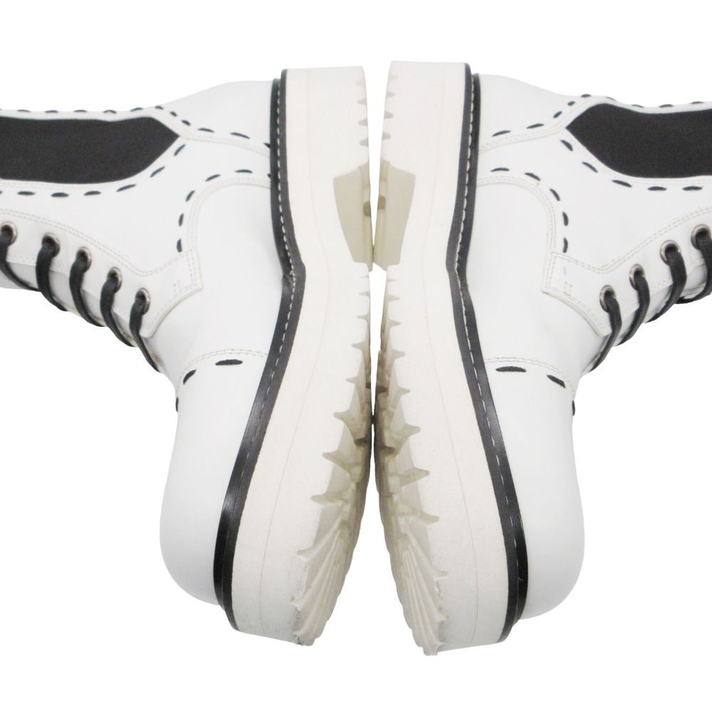 Dolce & Gabbana Boots Stitch Side Gore Lace Up Middle Shoes White — view 9