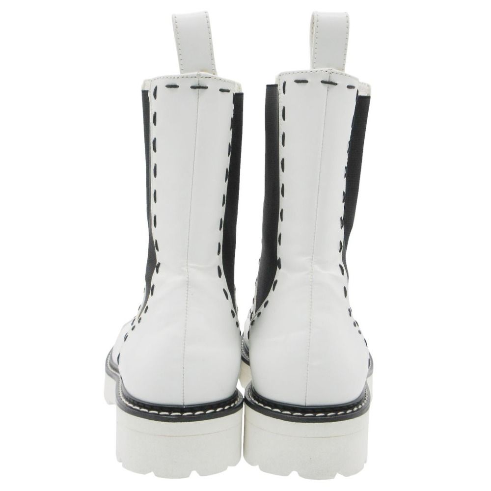Dolce & Gabbana Boots Stitch Side Gore Lace Up Middle Shoes White — view 5