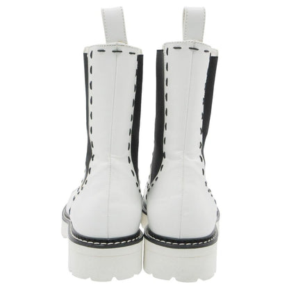 Dolce & Gabbana Boots Stitch Side Gore Lace Up Middle Shoes White — view 5