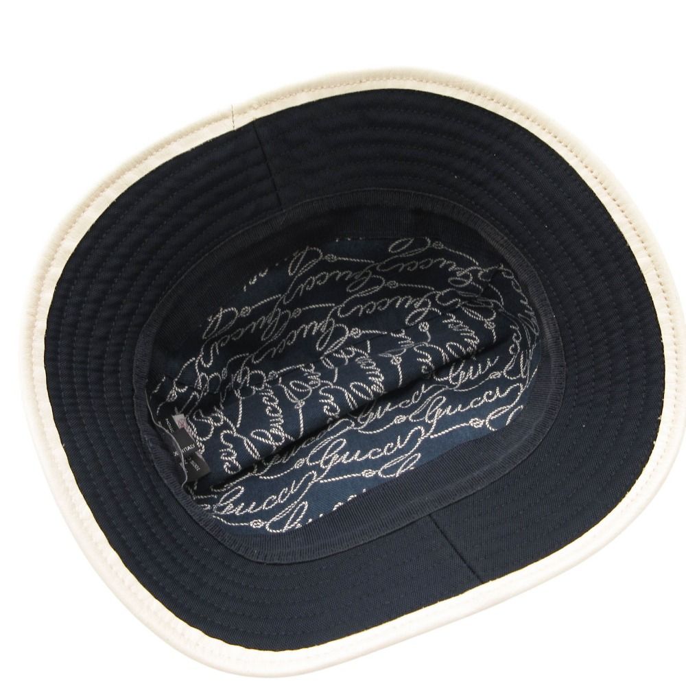 Gucci Hat Logo Nylon Leather Piping Bucket Hat Navy — view 6