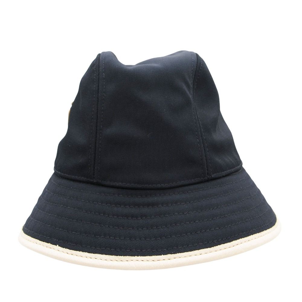 Gucci Hat Logo Nylon Leather Piping Bucket Hat Navy — view 4