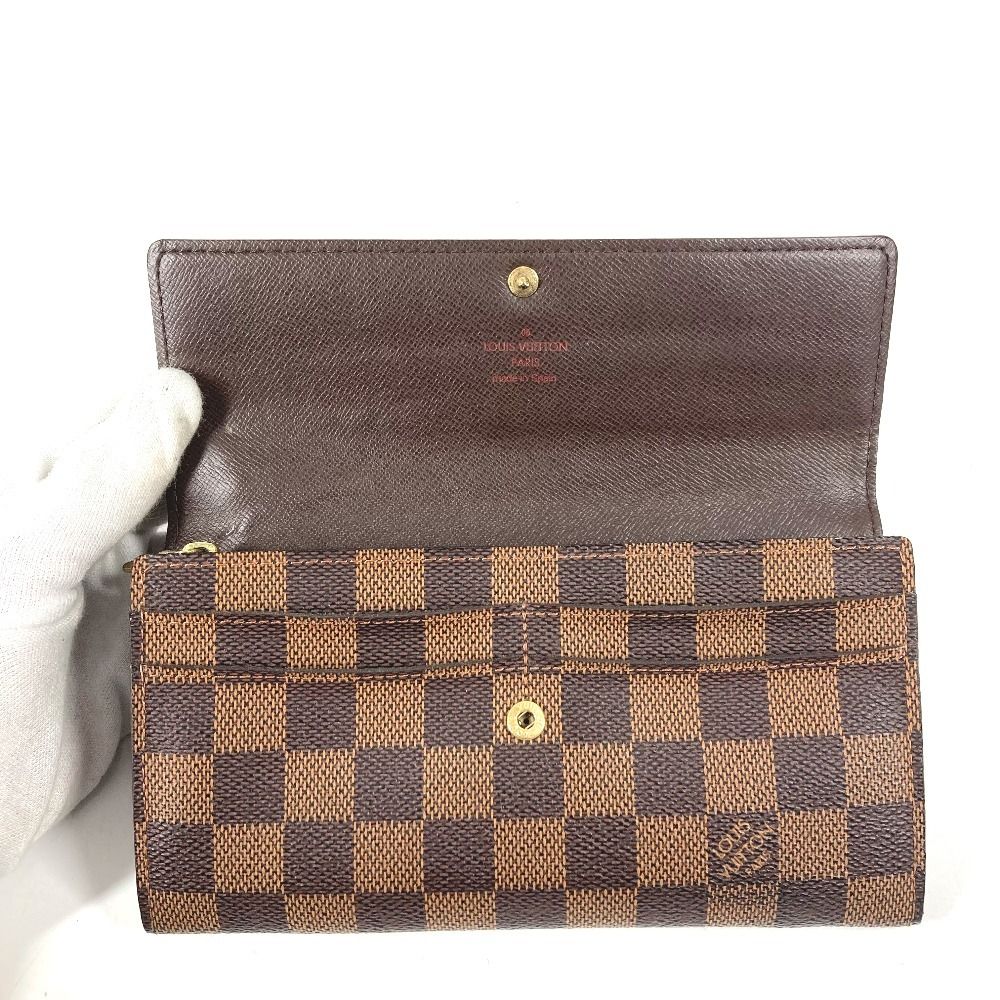 Louis Vuitton Wallet Portefeuille Sarah Damier Canvas Ebene Brown — view 4