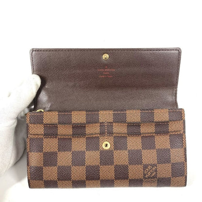 Louis Vuitton Wallet Portefeuille Sarah Damier Canvas Ebene Brown — view 4
