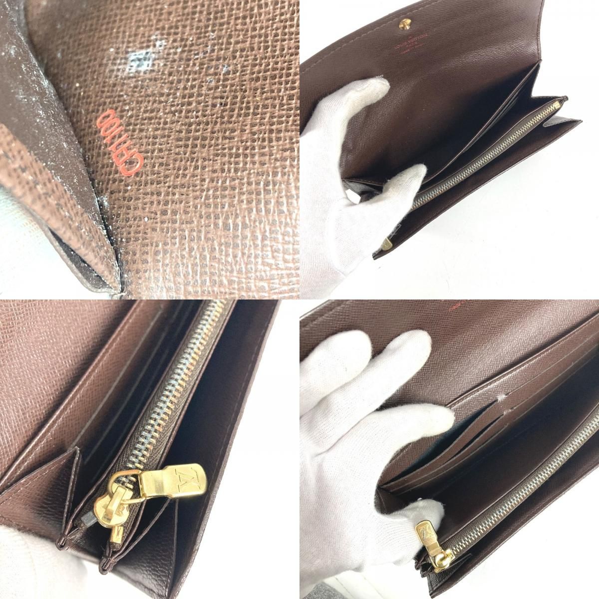 Louis Vuitton Wallet Portefeuille Sarah Damier Canvas Ebene Brown — view 8