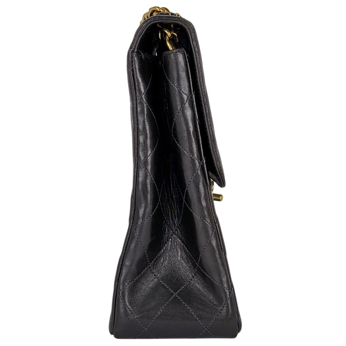 Chanel Big Quilted Single Flap Chain Shoulder Bag CC Logo Leather Black — view 4