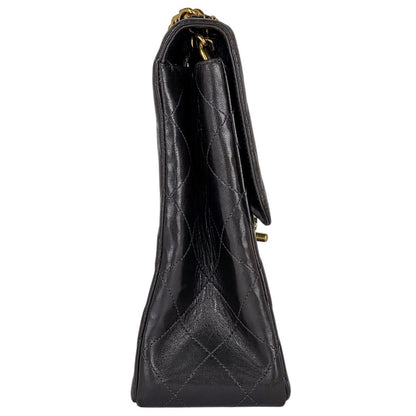 Chanel Big Quilted Single Flap Chain Shoulder Bag CC Logo Leather Black — view 4