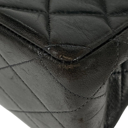 Chanel Big Quilted Single Flap Chain Shoulder Bag CC Logo Leather Black — view 6