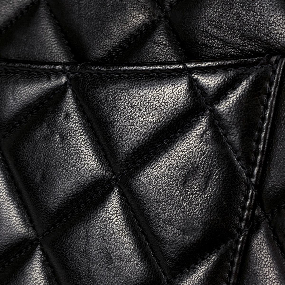 Chanel Big Quilted Single Flap Chain Shoulder Bag CC Logo Leather Black — view 8