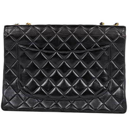 Chanel Big Quilted Single Flap Chain Shoulder Bag CC Logo Leather Black — view 3
