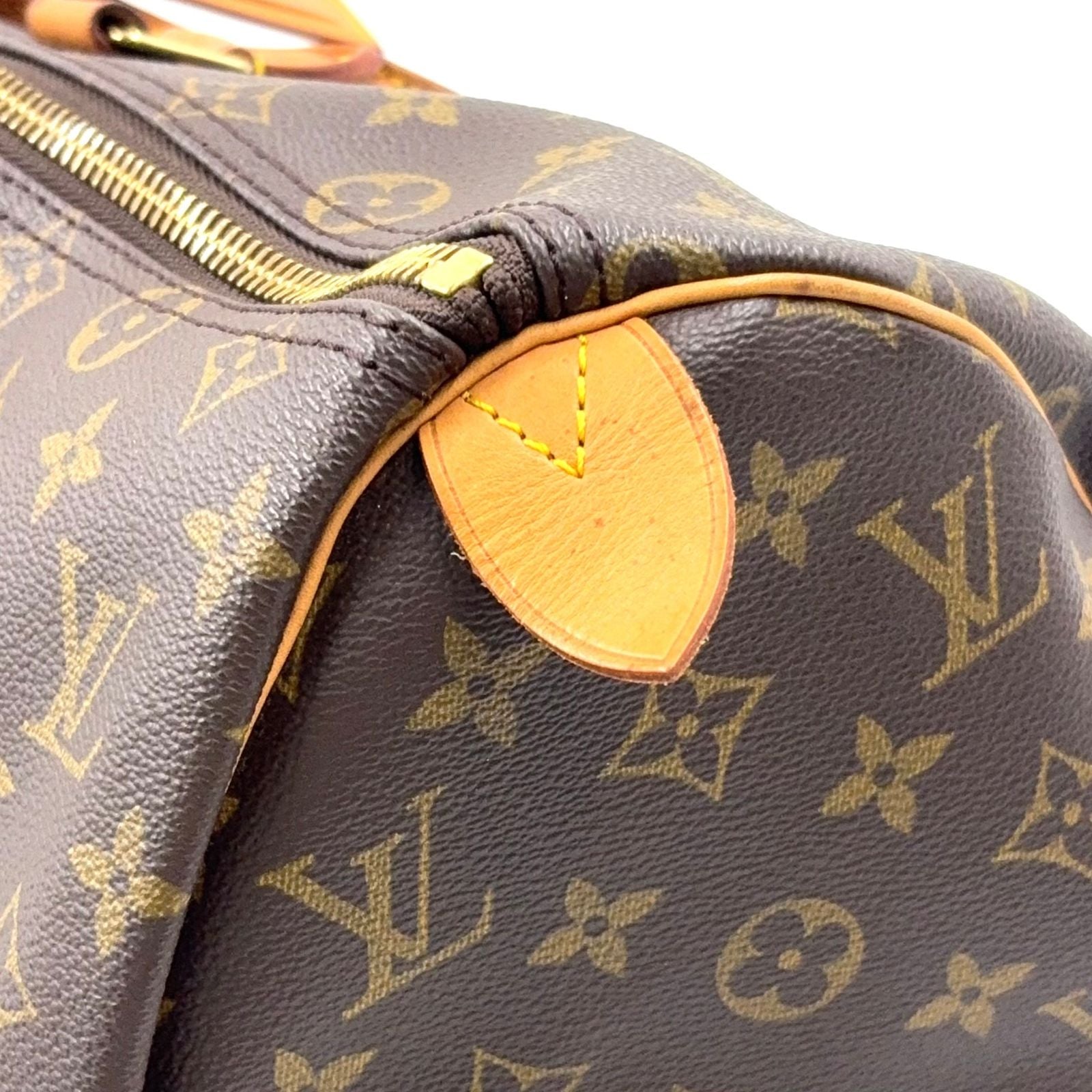 Louis Vuitton Keepall 45 Monogram Leather Brown Boston Bag Gold — view 5