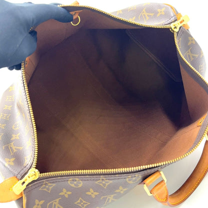 Louis Vuitton Keepall 45 Monogram Leather Brown Boston Bag Gold — view 3