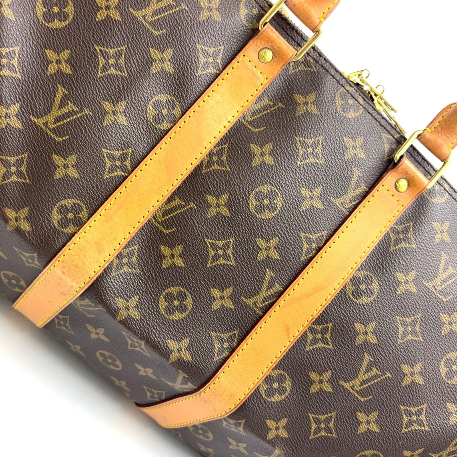 Louis Vuitton Keepall 45 Monogram Leather Brown Boston Bag Gold — view 8