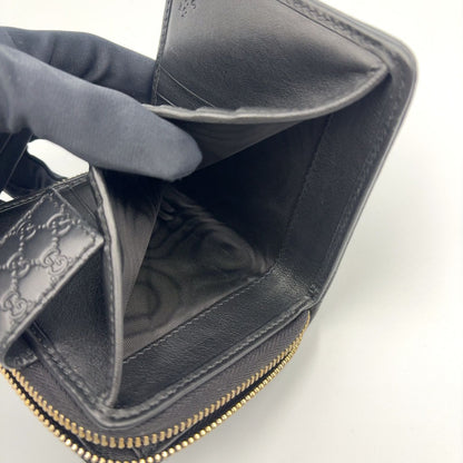 Gucci Micro GG Guccissima Bifold Leather Black Wallet Gold — view 6