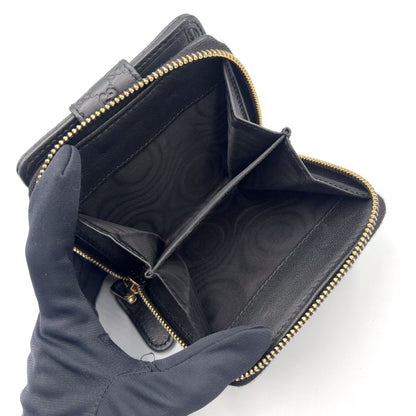 Gucci Micro GG Guccissima Bifold Leather Black Wallet Gold — view 4