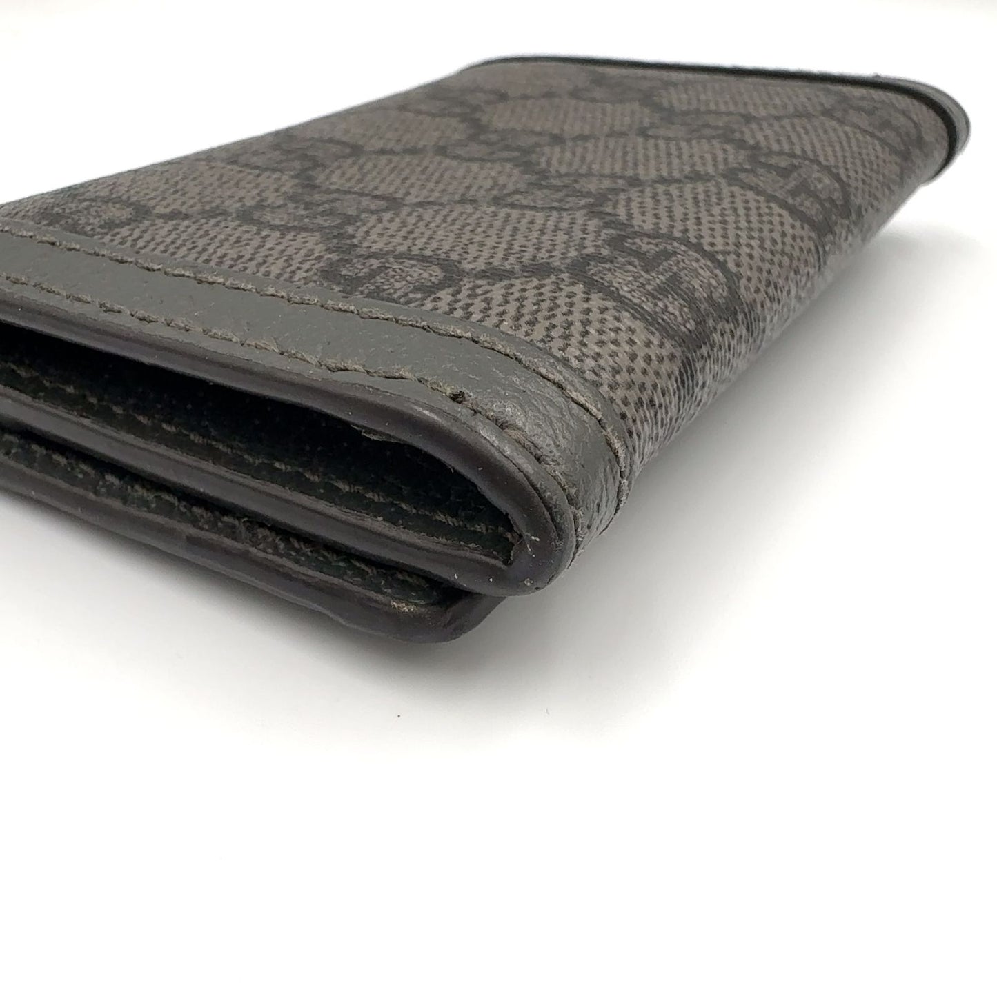 Gucci Ophidia GG Supreme Bifold Business Card Holder Leather Gray Case Silver — view 8