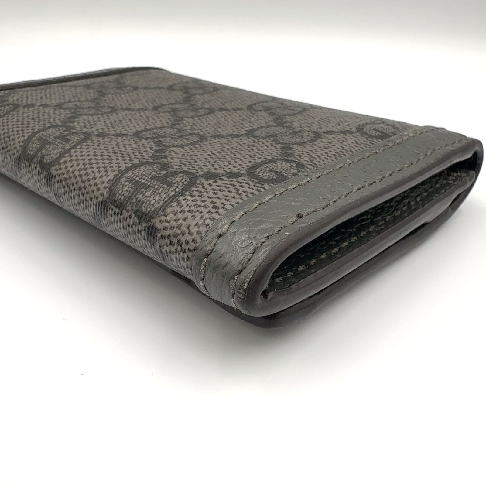 Gucci Ophidia GG Supreme Bifold Business Card Holder Leather Gray Case Silver — view 7