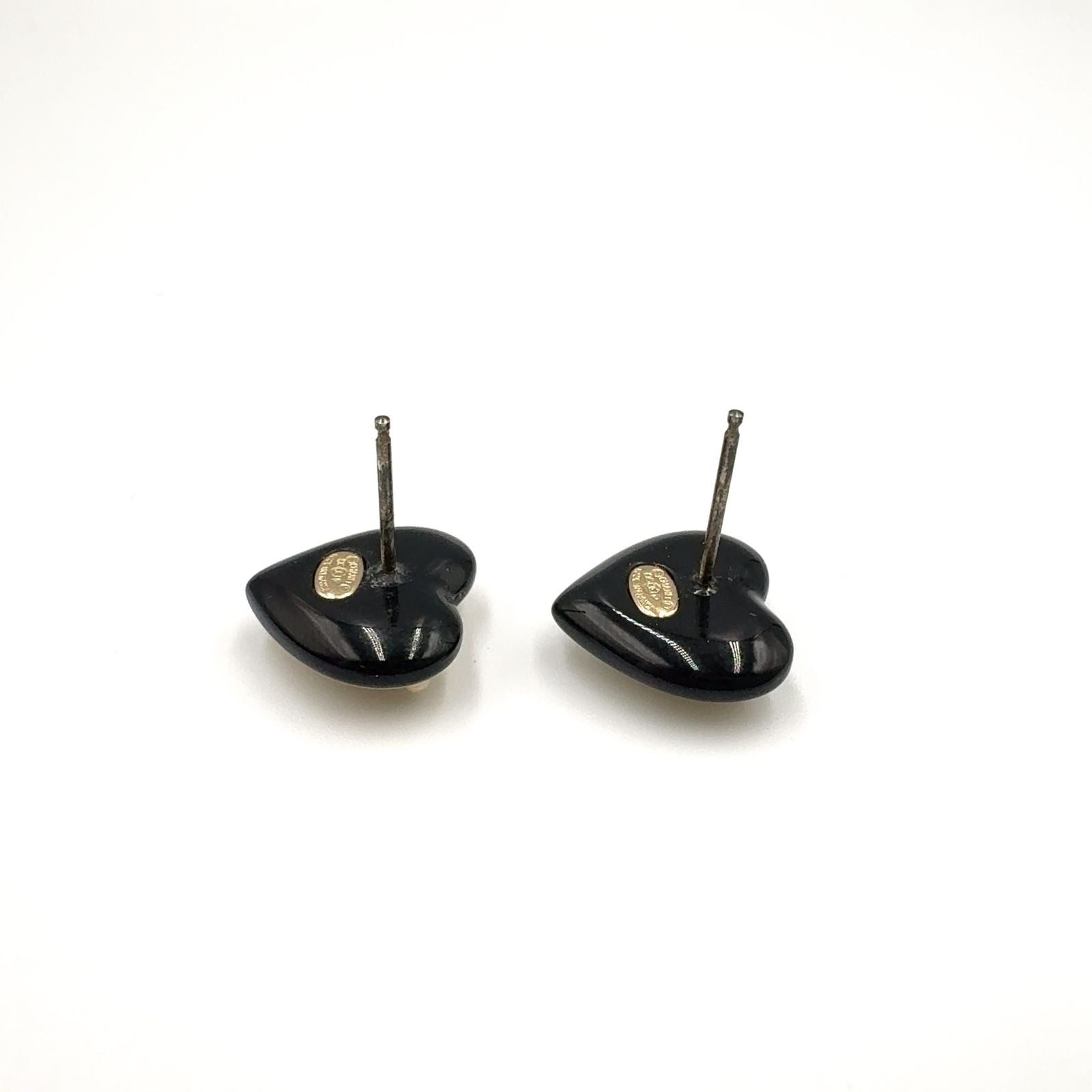 Chanel Heart CC Logo Faux Pearl Resin Black Beige White Earrings Gold — view 8