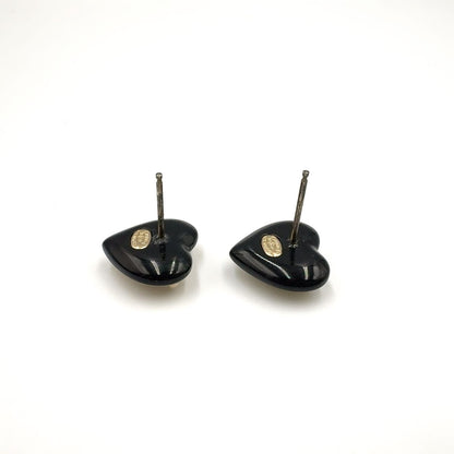 Chanel Heart CC Logo Faux Pearl Resin Black Beige White Earrings Gold — view 8