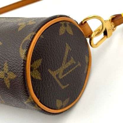 Louis Vuitton Monogram Papillon Attachment Leather Brown Pouch Gold — view 6