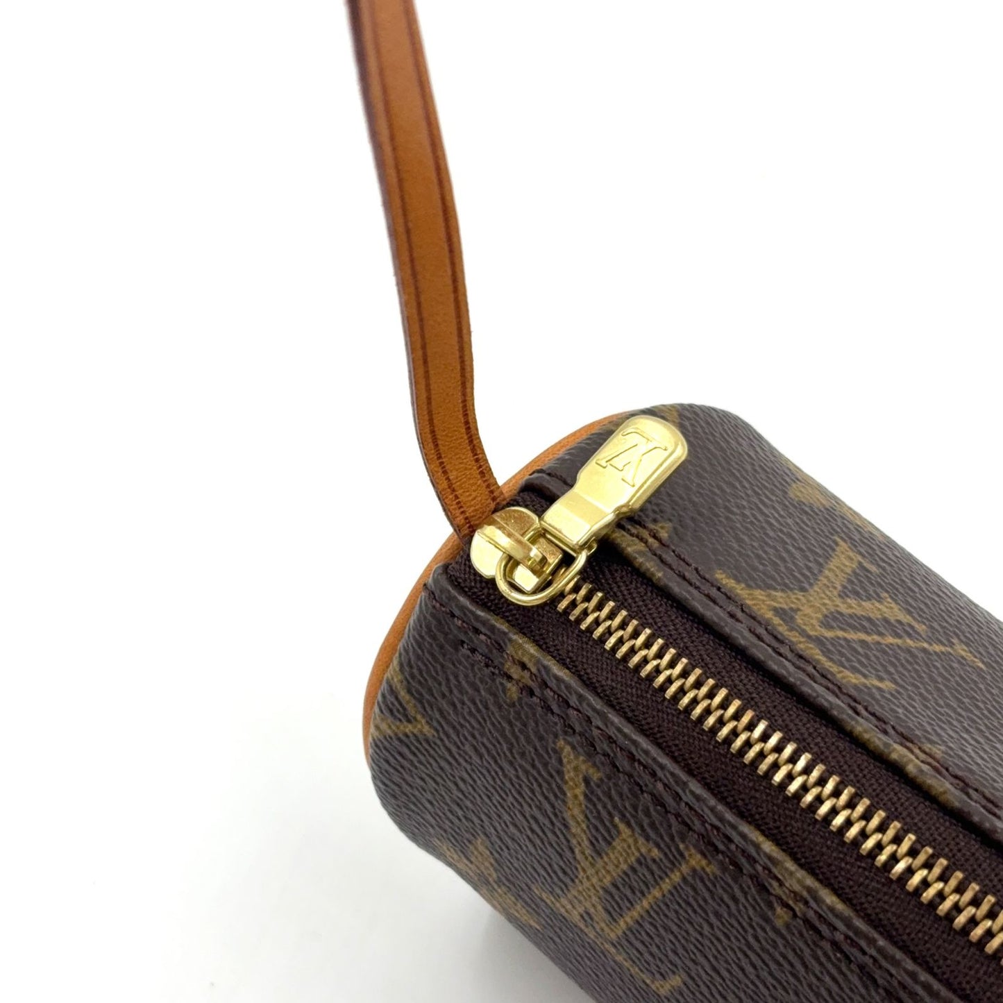 Louis Vuitton Monogram Papillon Attachment Leather Brown Pouch Gold — view 8