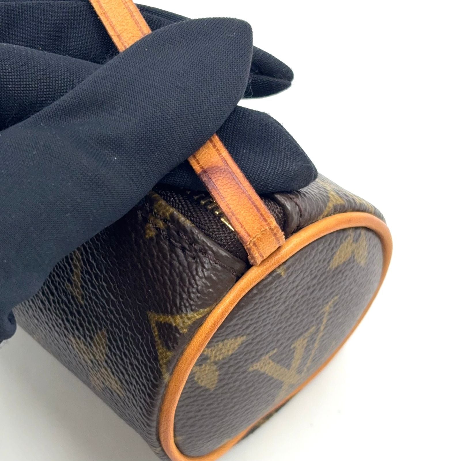 Louis Vuitton Monogram Papillon Attachment Leather Brown Pouch Gold — view 9