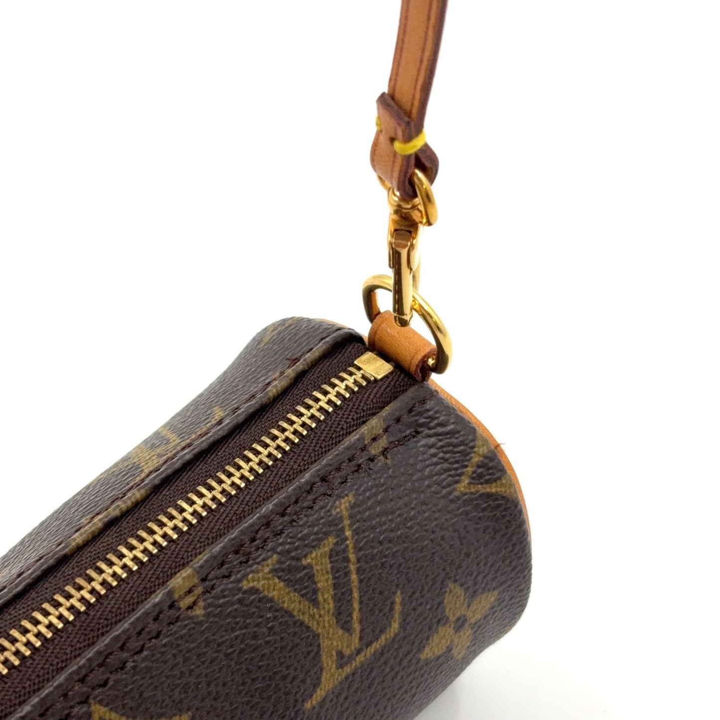 Louis Vuitton Monogram Papillon Attachment Leather Brown Pouch Gold — view 7