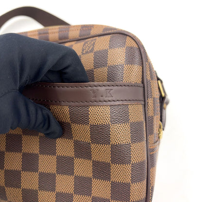 Louis Vuitton Reporter PM Damier Ebene Initial Leather Brown Shoulder Bag Gold — view 7