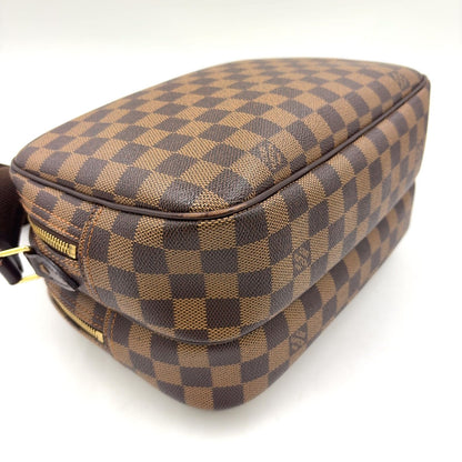 Louis Vuitton Reporter PM Damier Ebene Initial Leather Brown Shoulder Bag Gold — view 8