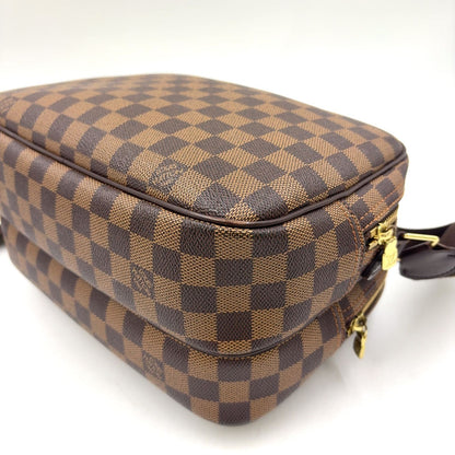 Louis Vuitton Reporter PM Damier Ebene Initial Leather Brown Shoulder Bag Gold — view 9