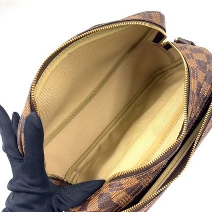 Louis Vuitton Reporter PM Damier Ebene Initial Leather Brown Shoulder Bag Gold — view 4
