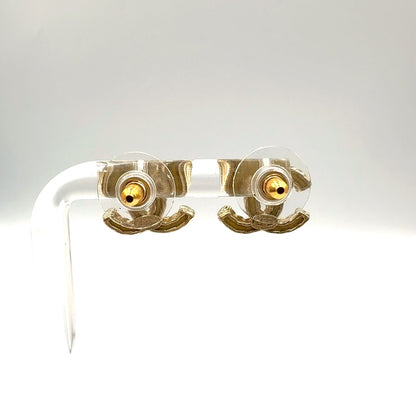 Chanel CC Logo Color Stone Clear Gold Earrings — view 3