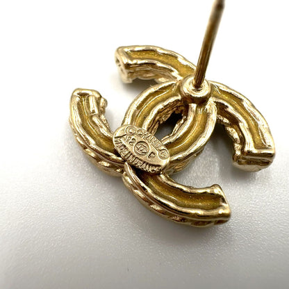 Chanel CC Logo Color Stone Clear Gold Earrings — view 5