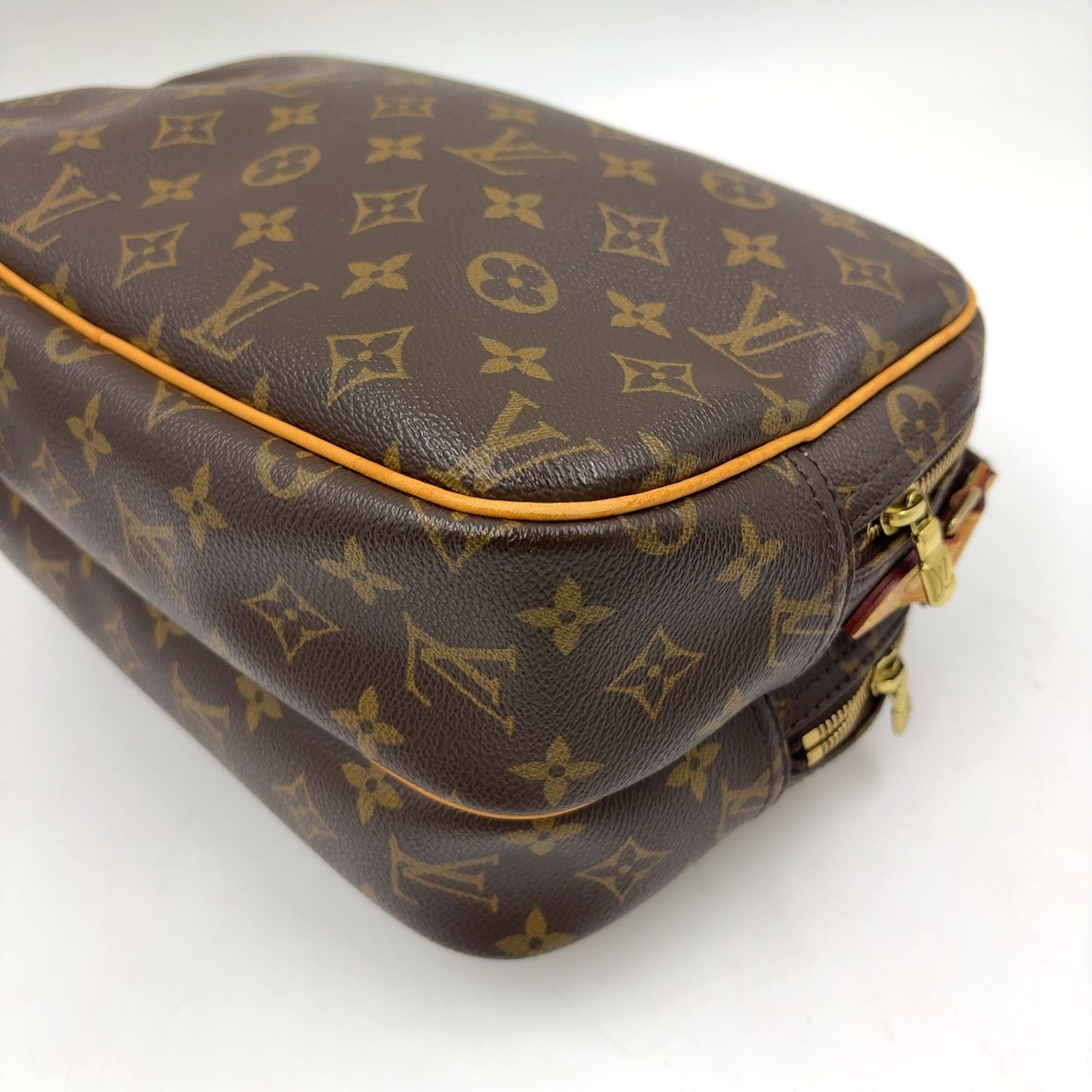 Louis Vuitton Reporter PM Monogram Leather Brown Shoulder Bag Gold — view 7