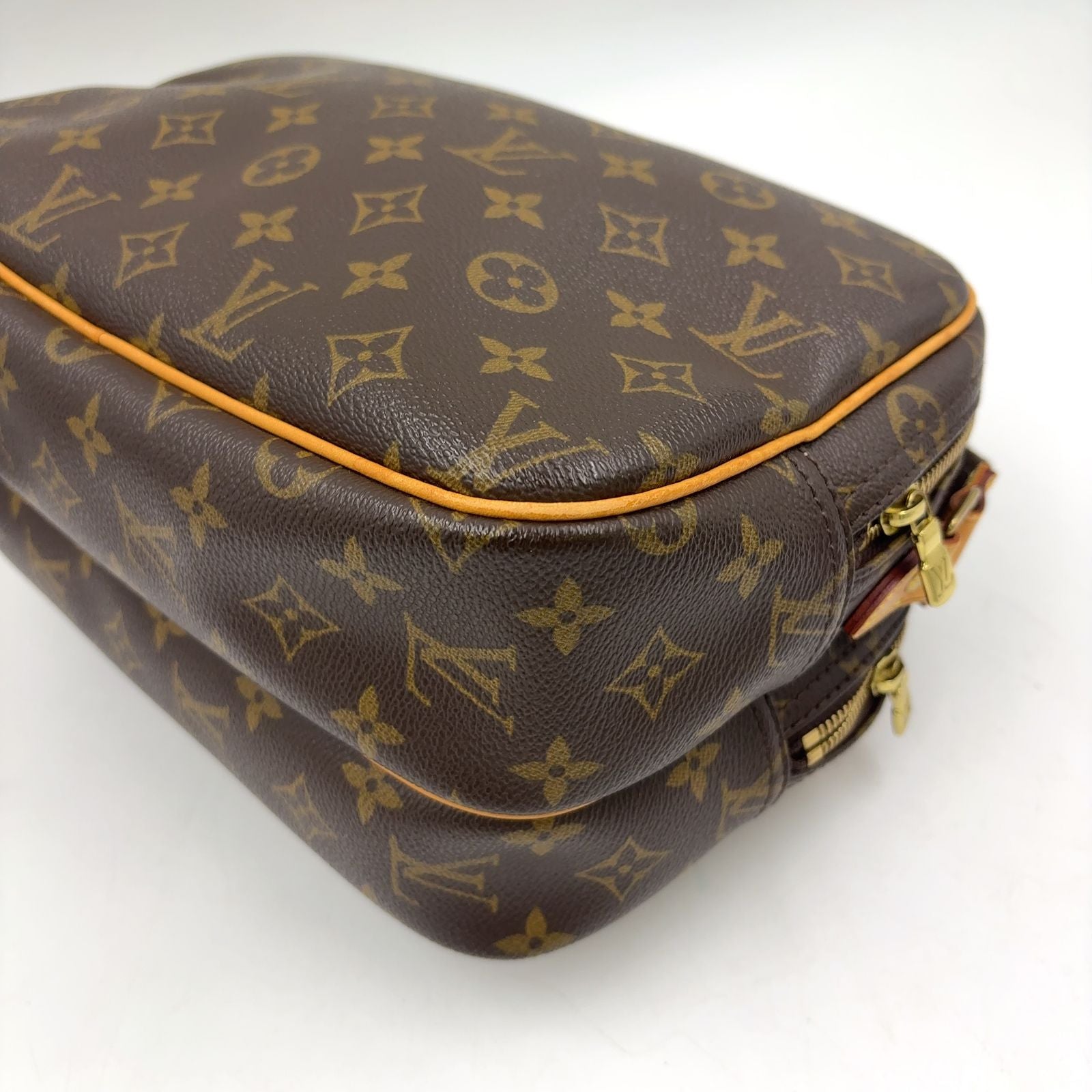 Louis Vuitton Reporter PM Monogram Leather Brown Shoulder Bag Gold — view 7